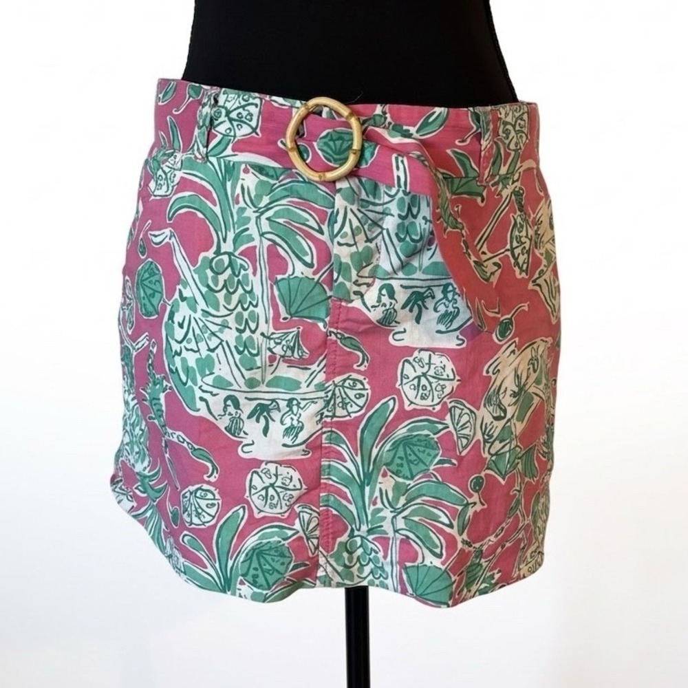 Lilly Pulitzer Scorpion Bowl Callahan Skirt Belted Size 4 Resort Preppy Tropical